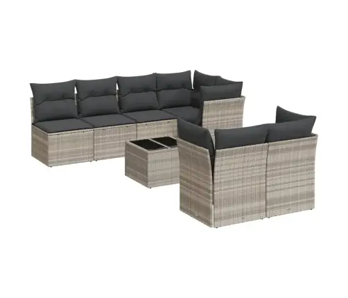 Sodo Komplektas Su Pagalvėlėmis, 8 Dalių, Pilkas, Poliratanas