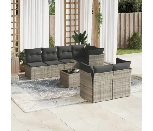 Sodo Komplektas Su Pagalvėlėmis, 8 Dalių, Pilkas, Poliratanas