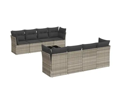 9-Daļīgs Dārza Dīvāna Komplekts,Matrači, Gaiši Pelēka Pe Pinums Vidaxl