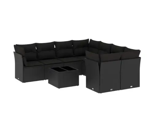 Sodo Komplektas Su Pagalvėlėmis, 9 Dalių, Juodas, Poliratanas