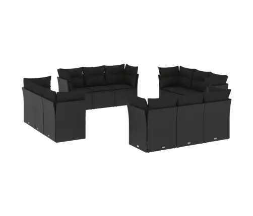 12-Daļīgs Dārza Dīvānu Komplekts, Matrači, Melna Pe Rotangpalma Vidaxl