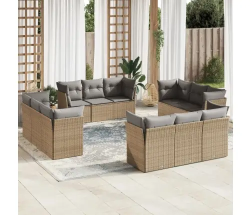 12-Osaline Aiadiivani Komplekt Patjadega, Beež, Polürotang