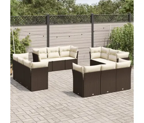 Sodo Komplektas Su Pagalvėlėmis, 12 Dalių, Rudas, Poliratanas