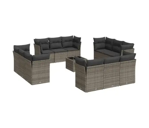 13-Daļīgs Dārza Dīvānu Komplekts Ar Matračiem, Pelēks Pe Vidaxl