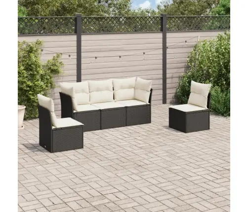 5-Daļīgs Dārza Dīvāna Komplekts Ar Matračiem, Pe Rotangpalma Vidaxl