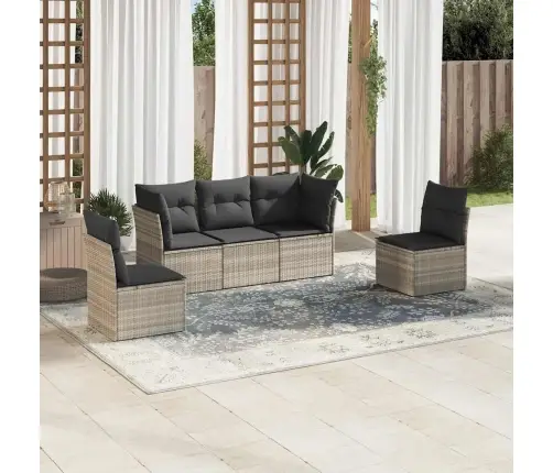 5-Osaline Aiamööblikomplekt Patjadega, Helehall, Polürotang