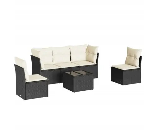 6-Daļīgs Dārza Dīvāna Komplekts, Matrači, Melna Pe Rotanpalma Vidaxl