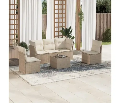 Sofos Komplektas Su Pagalvėlėmis, 6 Dalių, Smėlio, Poliratanas