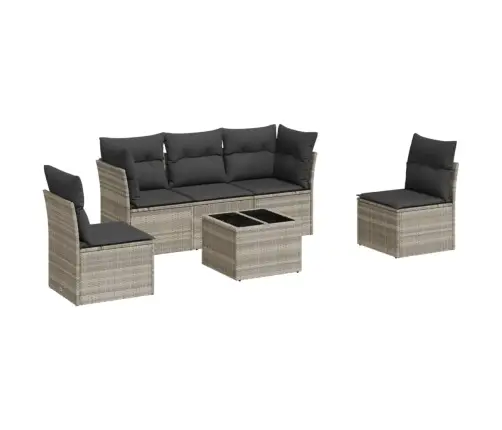 6-Daļīgs Dārza Dīvānu Komplekts,Matrači, Gaiši Pelēka Pe Pinums Vidaxl