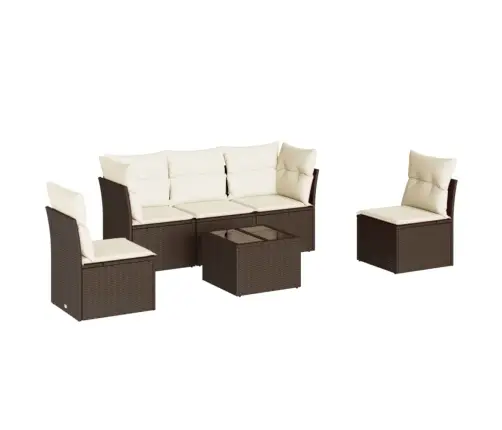 Sofos Komplektas Su Pagalvėlėmis, 6 Dalių, Rudas, Poliratanas