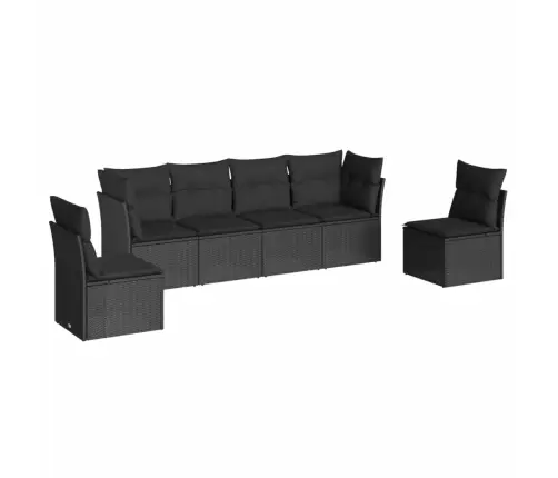 6-Daļīgs Dārza Dīvāna Komplekts, Matrači, Melna Pe Rotanpalma Vidaxl