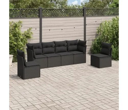 6-Daļīgs Dārza Dīvāna Komplekts, Matrači, Melna Pe Rotanpalma Vidaxl