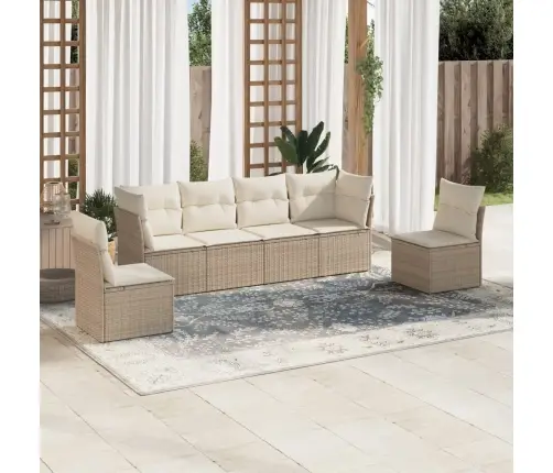 6-Daļīgs Dārza Dīvāna Komplekts, Matrači, Bēša Pe Rotangpalma Vidaxl