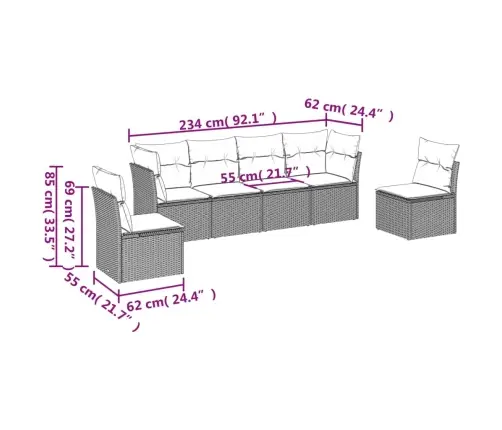 6-Osaline Aiadiivani Komplekt Patjadega, Hall, Polürotang