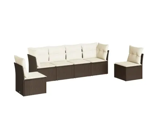 6-Daļīgs Dārza Dīvānu Komplekts, Matrači, Brūna Pe Rotangpalma Vidaxl