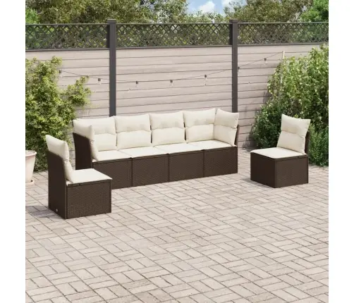 6-Daļīgs Dārza Dīvānu Komplekts, Matrači, Brūna Pe Rotangpalma Vidaxl