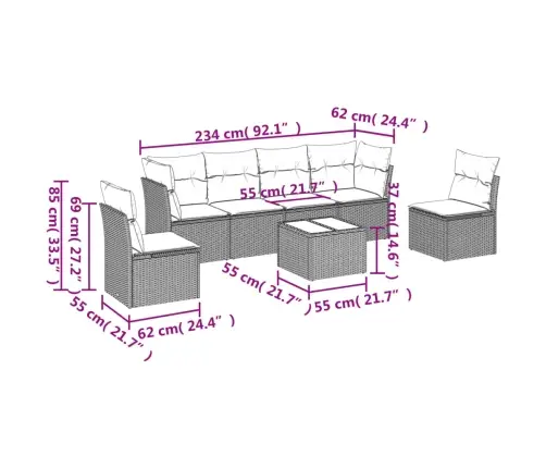 7-Osaline Aiadiivani Komplekt Patjadega, Must, Polürotang