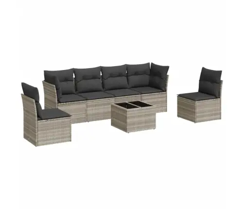 7-Osaline Aiamööblikomplekt Patjadega, Helehall, Polürotang