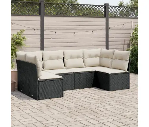 6-Daļīgs Dārza Dīvāna Komplekts, Matrači, Melna Pe Rotanpalma Vidaxl