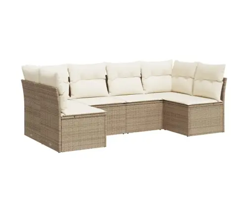 6-Daļīgs Dārza Dīvāna Komplekts, Matrači, Bēša Pe Rotangpalma Vidaxl