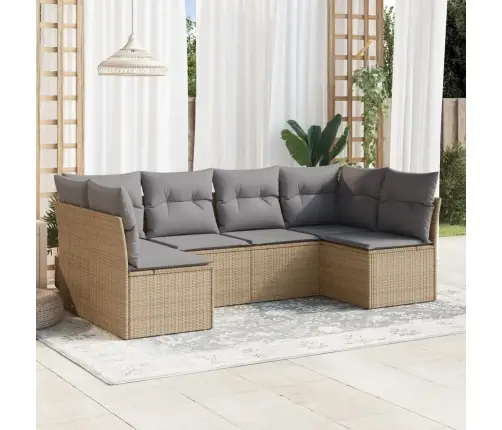 6-Daļīgs Dārza Dīvāna Komplekts, Matrači, Bēša Pe Rotangpalma Vidaxl