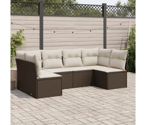 Sofos Komplektas Su Pagalvėlėmis, 6 Dalių, Rudas, Poliratanas