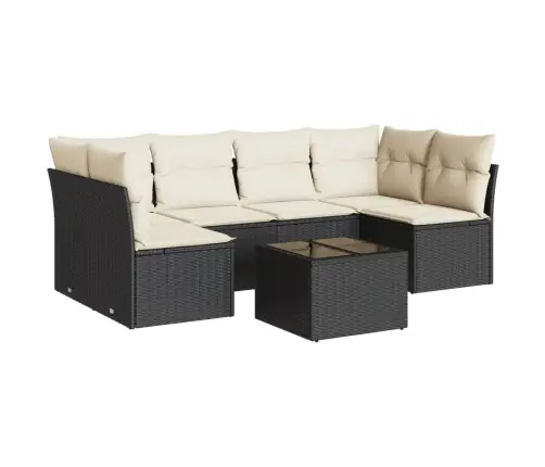 7-Daļīgs Dārza Dīvāna Komplekts Ar Matračiem, Melna Pe Vidaxl 7-Daļīgs Dārza Dīvāna Komplekts Ar Matračiem, Melna Pe Vidaxl