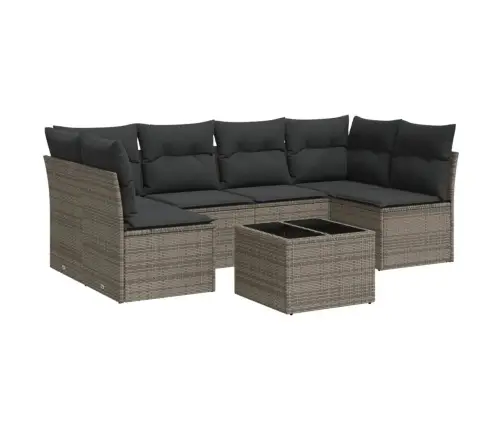 7-Daļīgs Dārza Dīvāna Komplekts, Matrači, Pelēka Pe Rotangpalma Vidaxl 7-Daļīgs Dārza Dīvāna Komplekts, Matrači, Pelēka Pe Rotangpalma Vidaxl