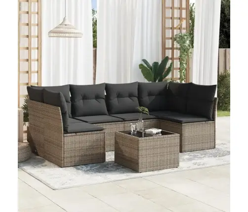 7-Daļīgs Dārza Dīvāna Komplekts, Matrači, Pelēka Pe Rotangpalma Vidaxl 7-Daļīgs Dārza Dīvāna Komplekts, Matrači, Pelēka Pe Rotangpalma Vidaxl