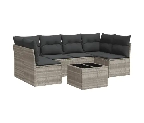 7-Osaline Aiamööblikomplekt Patjadega, Helehall, Polürotang