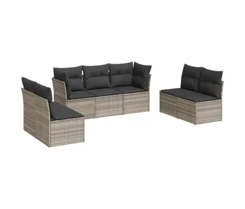 7-Daļīgs Dārza Dīvāna Komplekts,Matrači, Gaiši Pelēka Pe Pinums Vidaxl