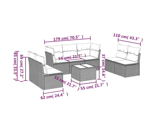 8-Daļīgs Dārza Dīvāna Komplekts, Matrači, Melna Pe Rotangpalma Vidaxl