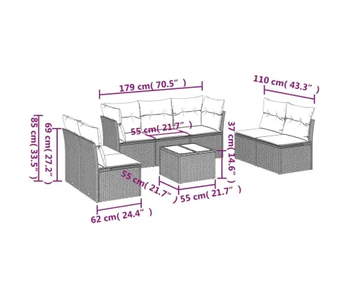 8-Osaline Aiadiivani Komplekt Patjadega, Beež, Polürotang
