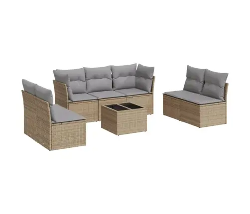 8-Daļīgs Dārza Dīvāna Komplekts, Matrači, Bēša Pe Rotangpalma Vidaxl