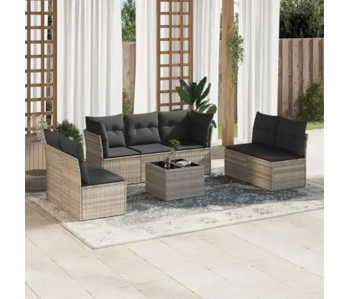 8-Daļīgs Dārza Dīvāna Komplekts,Matrači, Gaiši Pelēka Pe Pinums Vidaxl 8-Daļīgs Dārza Dīvāna Komplekts,Matrači, Gaiši Pelēka Pe Pinums Vidaxl