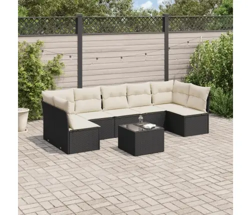 8-Daļīgs Dārza Dīvāna Komplekts, Matrači, Melna Pe Rotangpalma Vidaxl