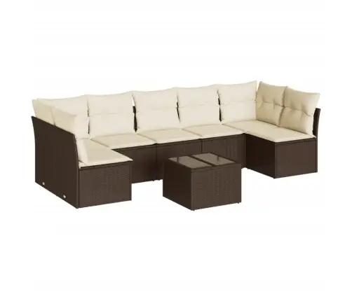 8-Daļīgs Dārza Dīvānu Komplekts, Matrači, Brūna Pe Rotangpalma Vidaxl