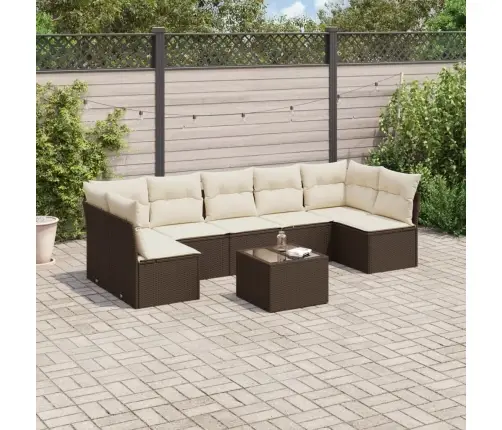 8-Daļīgs Dārza Dīvānu Komplekts, Matrači, Brūna Pe Rotangpalma Vidaxl