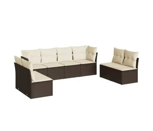 Sodo Komplektas Su Pagalvėlėmis, 8 Dalių, Rudas, Poliratanas