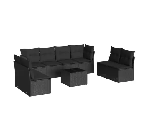 9-Daļīgs Dārza Dīvāna Komplekts, Matrači, Melna Pe Rotangpalma Vidaxl
