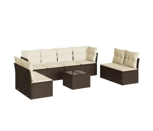 Sodo Komplektas Su Pagalvėlėmis, 9 Dalių, Rudas, Poliratanas