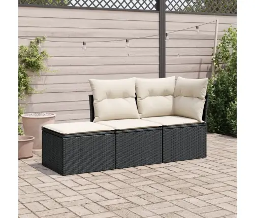 3-Osaline Aiadiivanikomplekt Patjadega, Must, Polürotang