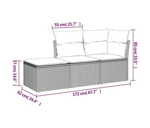 3-Osaline Aiadiivani Komplekt Patjadega, Beež, Polürotang