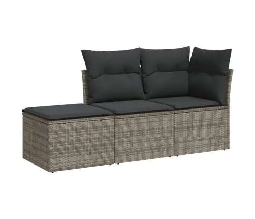 3-Daļīgs Dārza Dīvāna Komplekts Ar Matračiem, Pelēks Pe Pinums Vidaxl