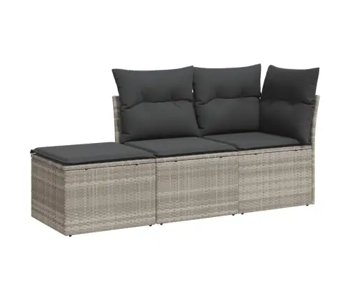 3-Daļīgs Dārza Dīvāna Komplekts Ar Matračiem, Pelēks Pe Pinums Vidaxl