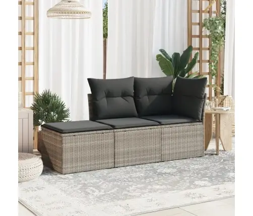 3-Daļīgs Dārza Dīvāna Komplekts Ar Matračiem, Pelēks Pe Pinums Vidaxl