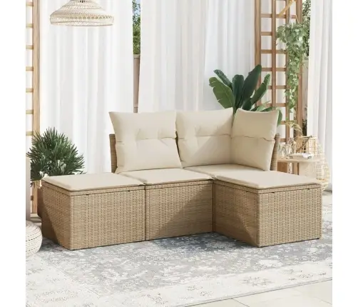 4-Daļīgs Dārza Dīvāna Komplekts, Matrači, Bēša Pe Rotangpalma Vidaxl 4-Daļīgs Dārza Dīvāna Komplekts, Matrači, Bēša Pe Rotangpalma Vidaxl