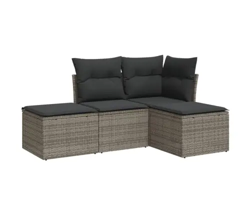 4-Daļīgs Dārza Dīvāna Komplekts Ar Matračiem, Pelēks Pe Pinums Vidaxl