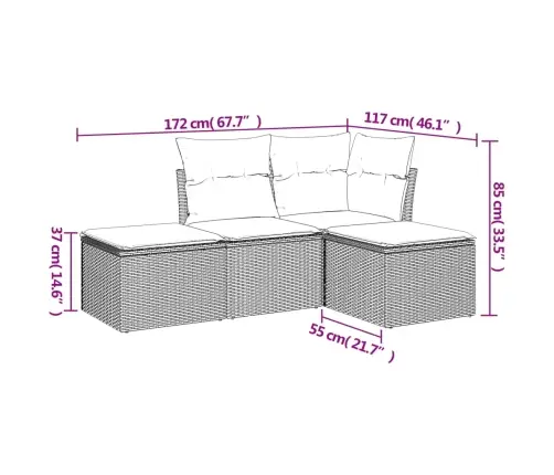 4-Daļīgs Dārza Dīvāna Komplekts Ar Matračiem, Pelēks Pe Pinums Vidaxl