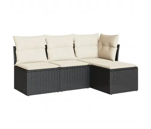 Sodo Komplektas Su Pagalvėlėmis, 4 Dalių, Juodas, Poliratanas